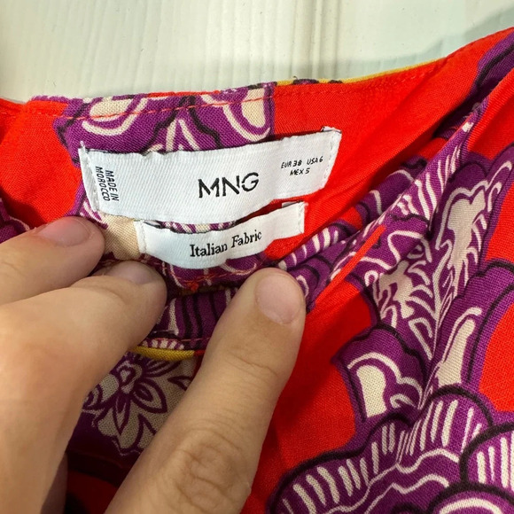 Mango MNG Culottes Palazzo Pants Printed Design Italian Fabric Size 6 Women’s - Picture 5 of 8